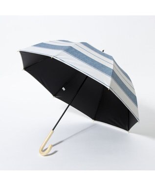 UNBILLION cache nez / 麻調ボーダーバルーンショートパラソル ブルー