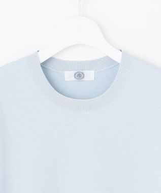 J.PRESS LADIES L 【洗える】RAYON ELITE STRETCH クルーネック ニット サックス系