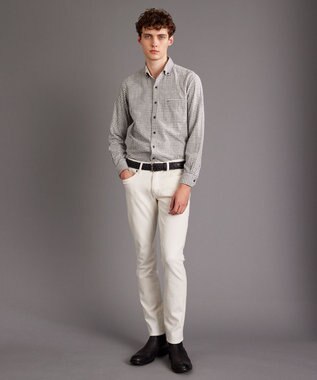 JOSEPH ABBOUD 【柔らかな肌触り/暖かい】 ラフィーコットンフランネルシャツ ホワイト系3