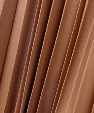 自由区 【洗える】ロイヤルサテン プリーツスカート キャメル系