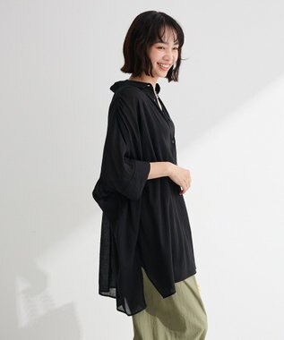 Green Parks スラブシアーシャツチュニック Black