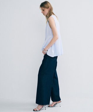 uncrave コットンクロスストライプ ペプラムジレブラウス サックスストライプ