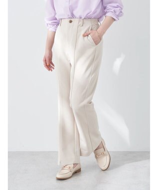 earth music&ecology カットツイルスリットセミフレアパンツ Beige