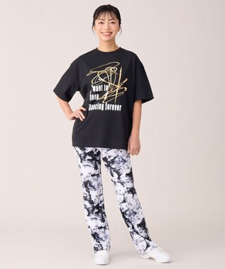 Chacott モノクロプリントブーツカットパンツ ブラックＰＴ