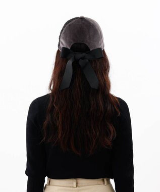 AURORA 【 LANVIN en Bleu （ランバン オン ブルー）】ベロアリボンキャップ ミディアムグレー