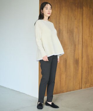 #Newans 【洗える】フレアシルエットチュニックニット ホワイト系