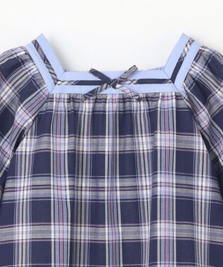 組曲 KIDS 【110-140㎝】プランタンチェック ブラウス ネイビー