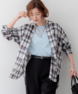 23区 【先行予約/見上愛さん着用】LIBECOリネン チェック シャツ