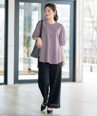 Tiaclasse 【サラごこち】ラウンドヘムチュニック ピンクモカ