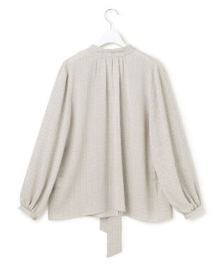 23区 L 【洗える】ヴィンテージ プリント ボウタイ ブラウス ベージュプリント