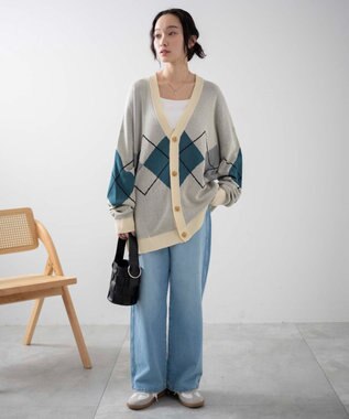 WEGO 【ユニセックス着用ITEM】オーバーフィットドライタッチパターンカーディガン 柄3