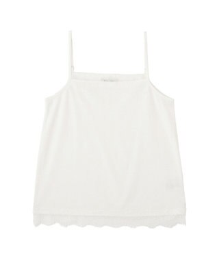 Green Parks ヒゲレーススクエアキャミソール Off White