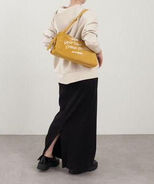 russet ステンシルデザインスエード横長ショルダーバッグ(CE-1640) Yellow