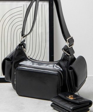 WEGO ポケットデザインショルダー ブラック