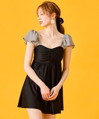 San-ai Resort（三愛水着楽園） 【SALE】Aライン水着　9M【San-ai Resort（サンアイリゾート）】 ブラック×ギンガム