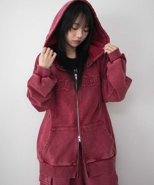 WEGO ロゴヴィンテージウォッシュジップパーカー