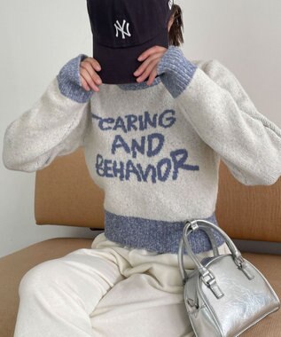 WEGO フラッフィーグラフィックちびニット オフホワイト