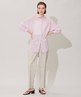 ICB L 【洗える】トリアセコットンシアー ドルマンスリーブシャツ シャーベットピンク系