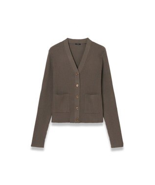 JOSEPH 【洗える】メリノリブ　カーディガン Mushroom