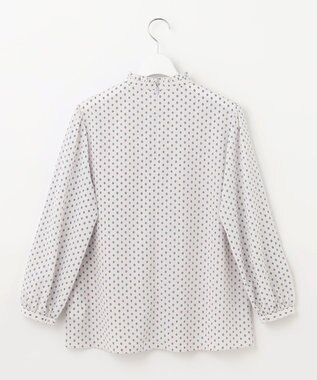 23区 L 【洗える】ジオメトリックパターン フリル ブラウス アイボリー系