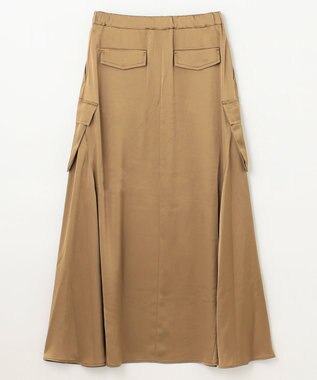 GRACE CONTINENTAL サテンミリタリーロングスカート カーキ