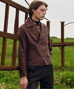 JOSEPH ABBOUD 【長く育てたいサスティナブルなレザー】ラムレザー ブルゾン ブラウン系