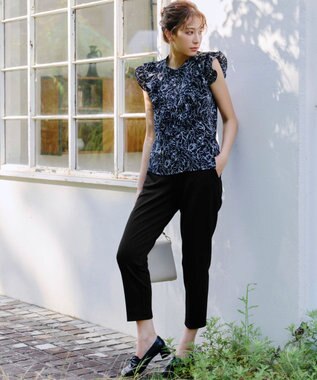 Tiaclasse L 【UVカット・吸水速乾】 “きれい見え” カットソーテーパードパンツ ブラック