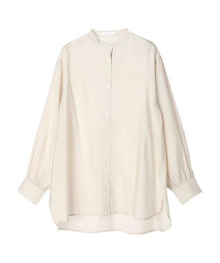 Green Parks バンドカラーシアーシャツ Gray Beige