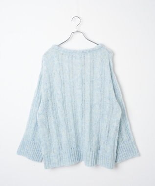 WEGO ケーブルメッシュメランジニット サックス