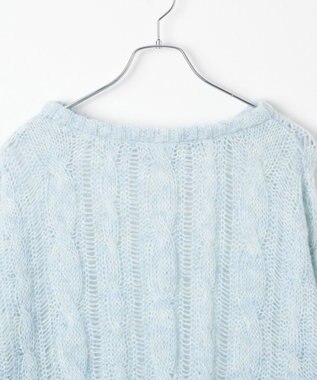 WEGO ケーブルメッシュメランジニット サックス