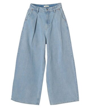 earth music&ecology タックワイドデニムパンツ Light Indigo