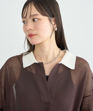 earth music&ecology シアーポロプルオーバー Brown