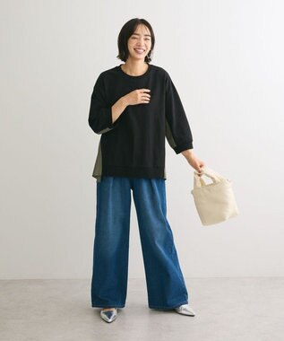 Green Parks ・ＥＬＥＮＣＡＲＥ　ＤＵＥ　デニムタックワイドパンツ Dark Indigo