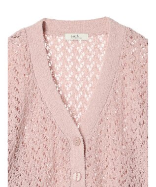 earth music&ecology ファンシーヤーンすかしニットカーディガン Pink