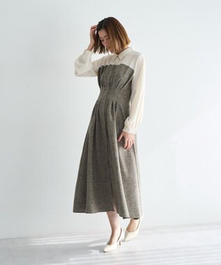 YECCA VECCA ベアドッキングワンピース Brown