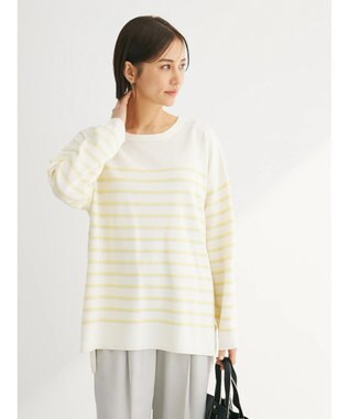 Green Parks ラメ入りボーダーニットプルオーバー Yellow