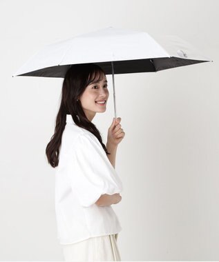 MOONBAT 【WEB限定/ 遮光率100％/遮熱/UV】POLO RALPH LAUREN（ポロ ラルフローレン）晴雨兼用日傘 ワンポイント ポロポニー シャンブレー 無地 折りたたみ傘 ホワイト