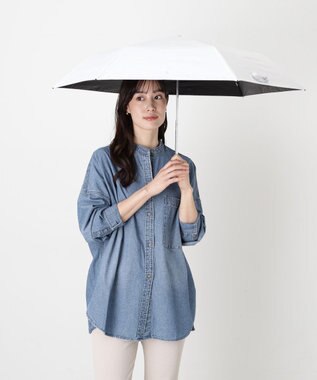 MOONBAT 【WEB限定/ 遮光率100％/遮熱/UV】POLO RALPH LAUREN（ポロ ラルフローレン）晴雨兼用日傘 ワンポイント ポロポニー シャンブレー 無地 折りたたみ傘 ホワイト
