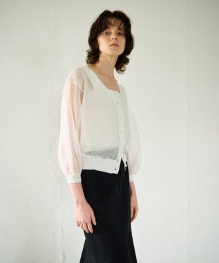 GRACE CONTINENTAL シアードルマンニットカーディガン ホワイト