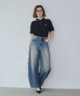 WEGO ワイドカーブデニムパンツ デニム中濃加工色