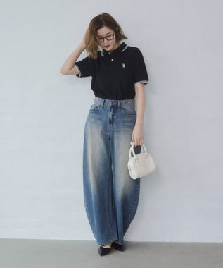 WEGO ワイドカーブデニムパンツ デニム中濃加工色