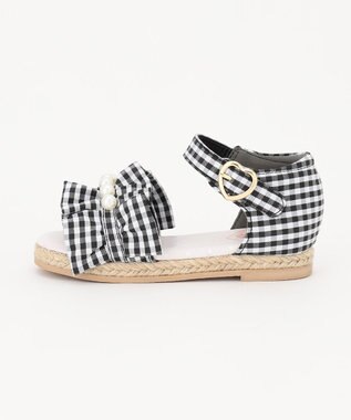 ANY KIDS パール フリル サンダル ギンガムチェック