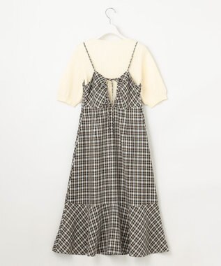 Feroux 【セットアイテム・洗える】パフスリーブニット×キャミソール ワンピース ブラック系2