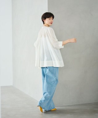 #Newans 【金子綾さんインスタライブご紹介アイテム】（前後着用可能）ピンタックシアーブラウス ホワイト