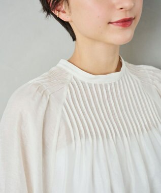 #Newans 【金子綾さんインスタライブご紹介アイテム】（前後着用可能）ピンタックシアーブラウス ホワイト