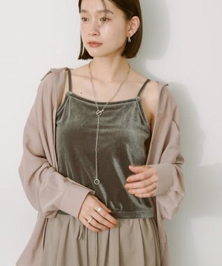 AMERICAN HOLIC カップ付き ベロアショートキャミソール Charcoal Gray