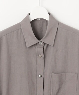 23区 L 【SLOW/一部店舗限定】ブライトリネン クロップド シャツ ライトグレー系