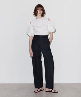 NAVE 【Nave　洗える】バルキーツイル   タックパンツ ブラック系