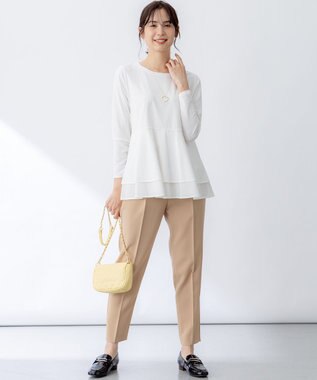 組曲 【ストレッチ・イージーケア】オシャクロス テーパードパンツ ベージュ系