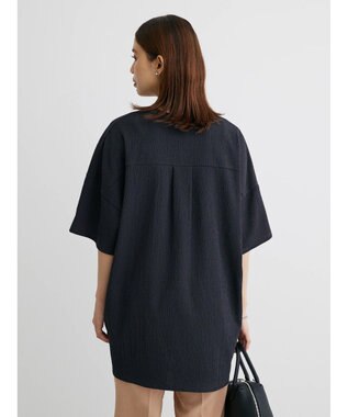 Green Parks ５分袖スキッパーカットチュニック Dark Gray